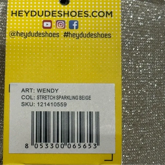 Hey Dude Women 8 Wendy Sparkling Beige Slip On Loafers Stretch Metallic - Picture 9 of 9